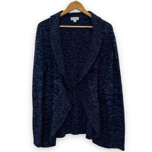 STUDIO Works Open Front Cardigan Sweater Heathered Navy Blue‎ Women’s Large L
